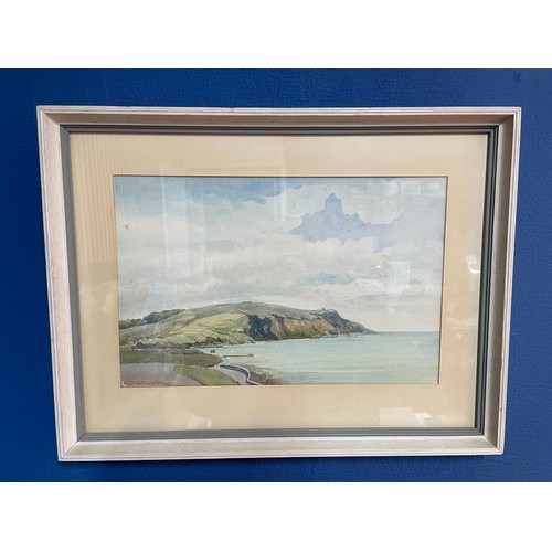 262 - F. FIELDING WATERCOLOUR ENTITLED MOUNT BATTEN PLYMOUTH SOUND 34CM X 22CM APPROX FRAMED AND GLAZED