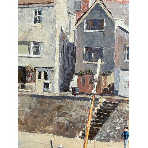 270 - NANCY BAILEY 'PEACEFUL CORNER AT ST IVES' OIL ON CANVAS 100CM X 50CM APPROX