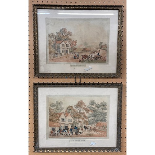 292 - TINTED ENGRAVINGS 'THE COTTAGE' AND 'ALE HOUSE DOOR' CIRCA 1798 BY V & R GREEN