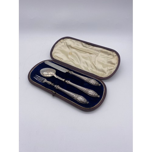 429 - CASED BIRMINGHAM SILVER CHRISTENING FLATWARE SET