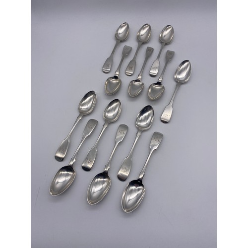 452 - SET OF SIX VICTORIAN EXETER TEASPOONS AND A MATCHED SET OF VICTORIAN AND GEORGIAN LONDON TEASPOONS 9... 