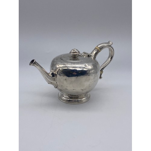 444 - VICTORIAN SILVER ENGRAVED BULLET TEAPOT 10.6 OZ APPROX