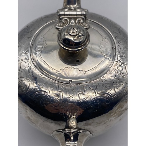 444 - VICTORIAN SILVER ENGRAVED BULLET TEAPOT 10.6 OZ APPROX