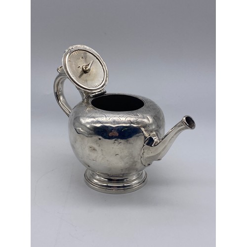 444 - VICTORIAN SILVER ENGRAVED BULLET TEAPOT 10.6 OZ APPROX