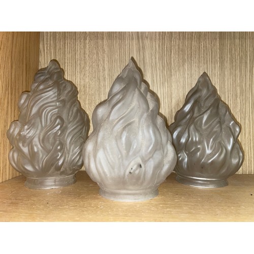 362 - THREE MOULDED FLAMBEAU LAMP SHADES