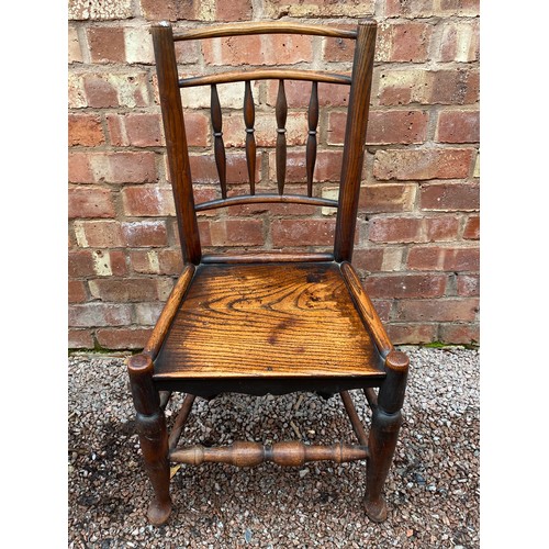 167 - THREE 19TH CENTURY PROVINCIAL ELM AND ASH SPINDLE BACK LANCASHIRE STYLE CHAIRS