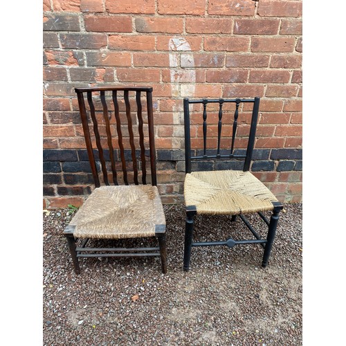 158A - THREE RUSH SEATED ARTS AND CRAFTS STYLE CHAIRS