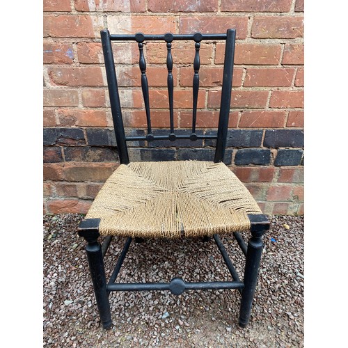 158A - THREE RUSH SEATED ARTS AND CRAFTS STYLE CHAIRS