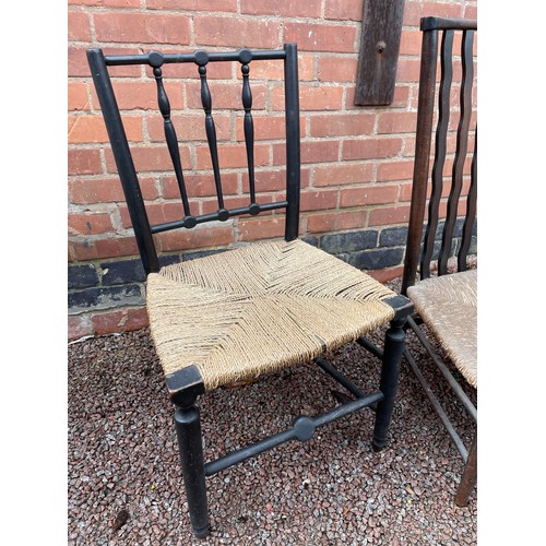 158A - THREE RUSH SEATED ARTS AND CRAFTS STYLE CHAIRS