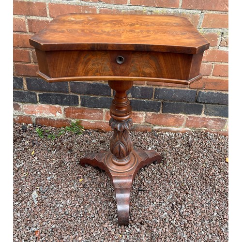 214 - VICTORIAN MAHOGANY FITTED PEDESTAL NEEDLEWORK TABLE