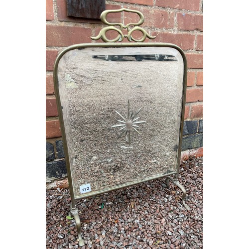 172 - BRASS AND BEVELLED MIRRORED FIRE SCREEN