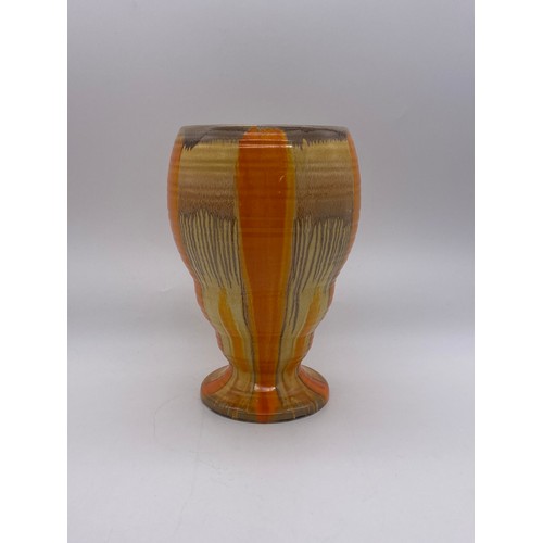 356 - SHELLEY 990A HARMONY DRIP GLAZE TAPERED RIBBED VASE