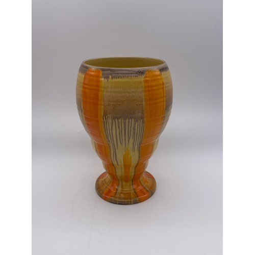 356 - SHELLEY 990A HARMONY DRIP GLAZE TAPERED RIBBED VASE