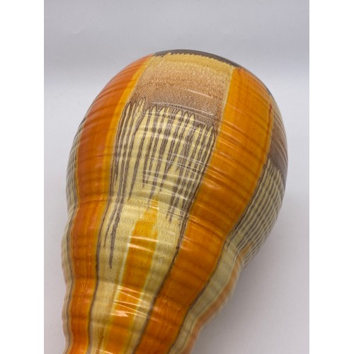 356 - SHELLEY 990A HARMONY DRIP GLAZE TAPERED RIBBED VASE