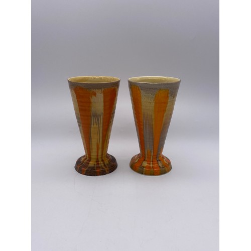 355 - PAIR OF SHELLEY HARMONY DRIP GLAZE CONICAL VASES