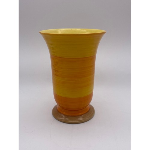 357 - SHELLEY HARMONY SQUAT BULBOUS VASE AND A TRUMPET VASE