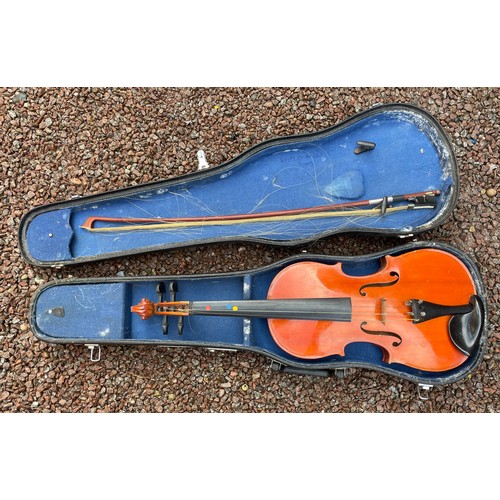 513 - CASED CHINESE VIOLIN WITH BOW