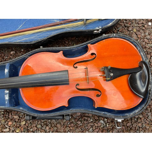 513 - CASED CHINESE VIOLIN WITH BOW