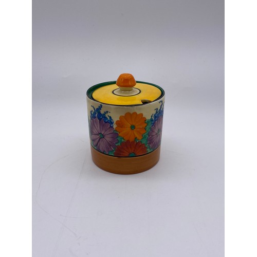 347 - CLARICE CLIFF BIZARRE GAYDAY PRESERVE POT AND COVER