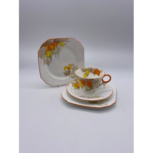 353 - SHELLEY BONE CHINA GOOSEBERRY TEACUP AND SAUCER TRIO