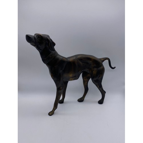 705 - BRONZE MODEL OF A GREYHOUND 40CM H X 48CM W