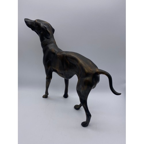 705 - BRONZE MODEL OF A GREYHOUND 40CM H X 48CM W