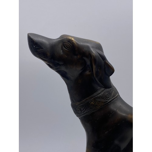 705 - BRONZE MODEL OF A GREYHOUND 40CM H X 48CM W