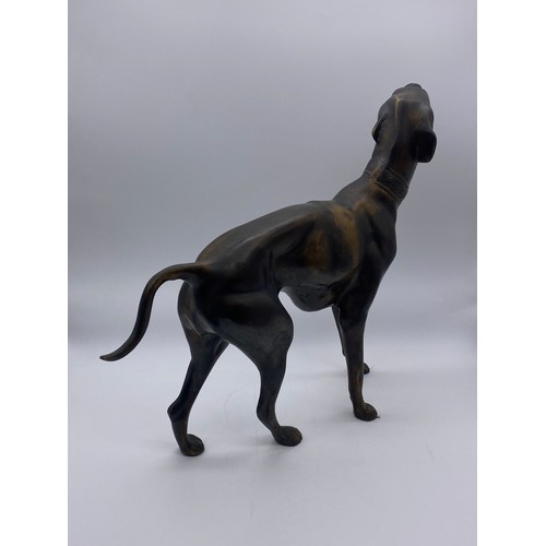 705 - BRONZE MODEL OF A GREYHOUND 40CM H X 48CM W