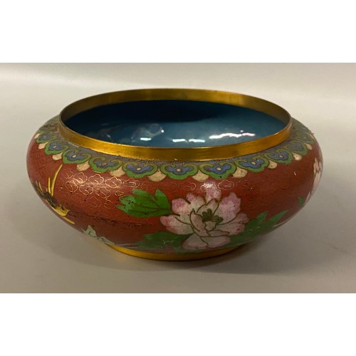 521 - JAPANESE AND CHINESE CLOISONNE AND ENAMEL VASES, BOWLS, LOBED SHALLOW DISHES (SOME A/F)