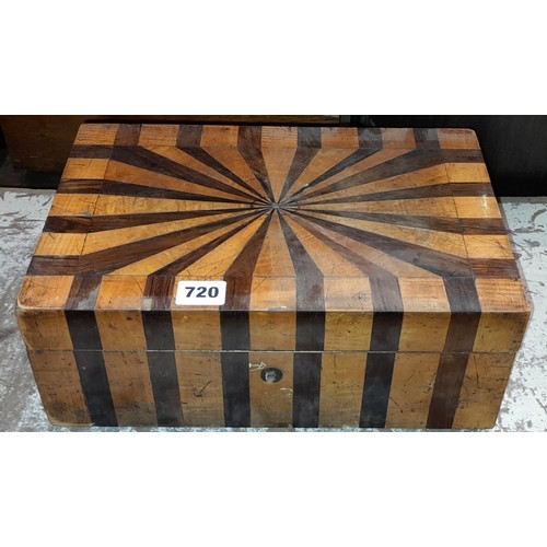 720 - 19TH CENTURY ROSEWOOD AND WALNUT PARQUETRY BOX