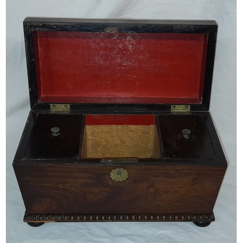 723 - REGENCY ROSEWOOD SARCOPHAGUS TEACADDY BOX