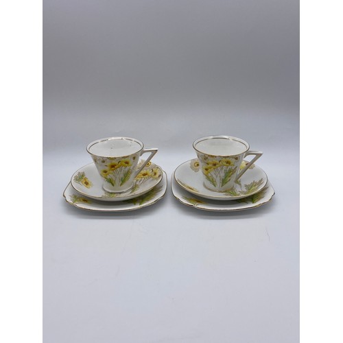 351 - PAIR OF ROYAL STANDARD SOMERSET CONICAL BONE CHINA TEACUP TRIOS