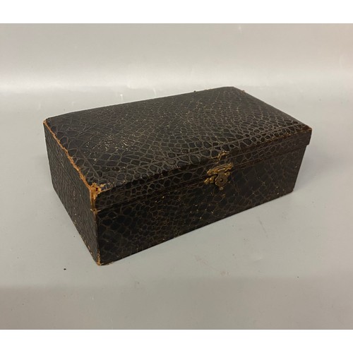 534 - SORRENTO STYLE BOX, LEATHER COVERED JEWELLERY CASKET AND TWO OTHERS