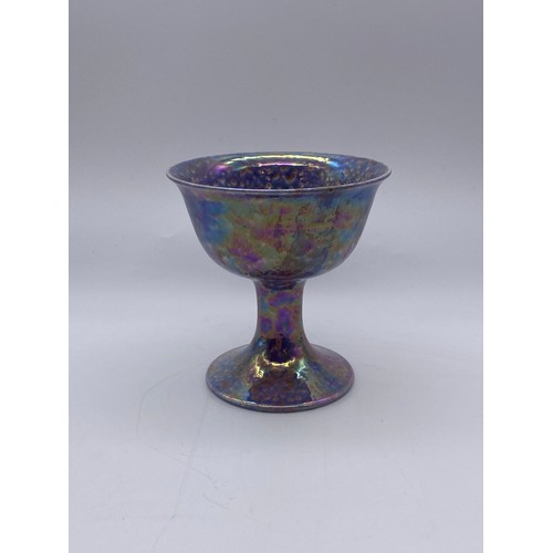 798 - RUSKIN HIGH FIRED MOTTLED GLAZED CHALICE IMPRESSED RUSKIN ENGLAND 1925