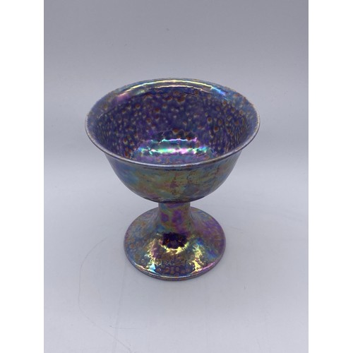 798 - RUSKIN HIGH FIRED MOTTLED GLAZED CHALICE IMPRESSED RUSKIN ENGLAND 1925