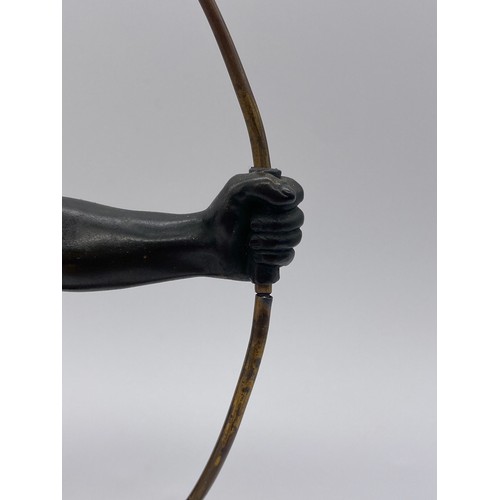 710 - FRENCH ART DECO BRONZE OF THE KNEELING ARCHER ON A STONE BASE SIGNED MAX LE VERRIER