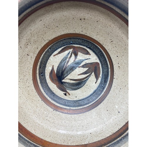 619 - LARGE MAURICE WARD STUDIO POTTERY BOWL WITH BROWN AND BLUE TONE BANDS