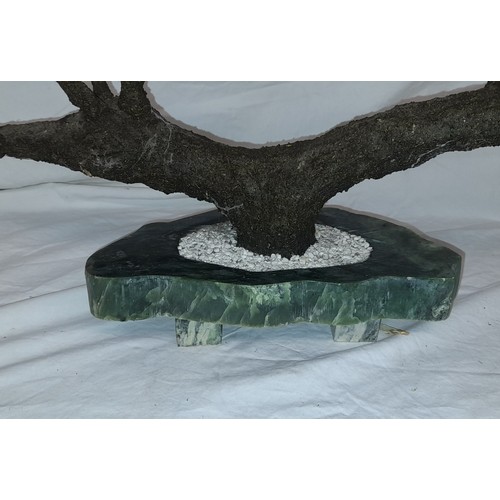 693 - SEMI PRECIOUS STONE JADEITE LEAF BONSAI TREE