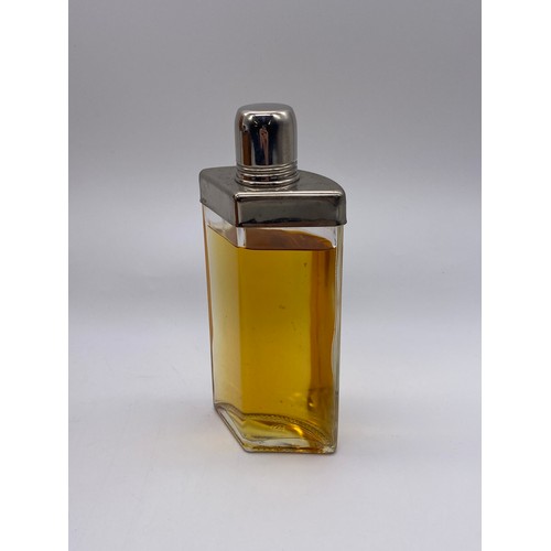 806 - LEATHER CYLINDRICAL THREE GLASS SPIRIT FLASK AND A LEATHER CASED TRAVELLING TRIPLE FLASK WITH ENAMEL... 