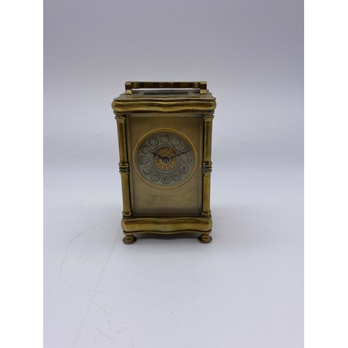 803 - 19TH CENTURY GILT METAL SIMULATED BAMBOO CASED CARRIAGE CLOCK GOLDSMITHS AND SILVER SMITHS COMPANY