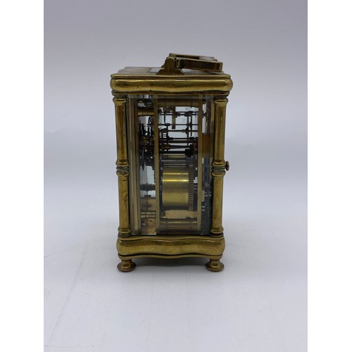 803 - 19TH CENTURY GILT METAL SIMULATED BAMBOO CASED CARRIAGE CLOCK GOLDSMITHS AND SILVER SMITHS COMPANY