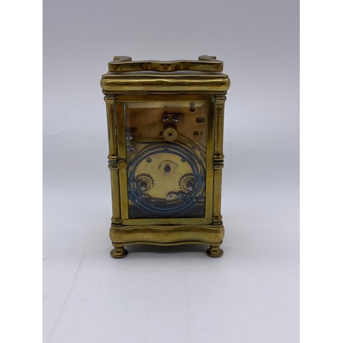 803 - 19TH CENTURY GILT METAL SIMULATED BAMBOO CASED CARRIAGE CLOCK GOLDSMITHS AND SILVER SMITHS COMPANY