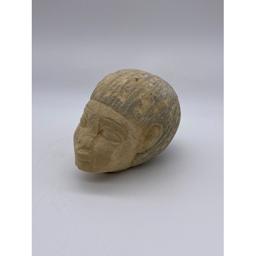 811 - EGYPTIAN STYLE SANDSTONE HEAD OF A BOY