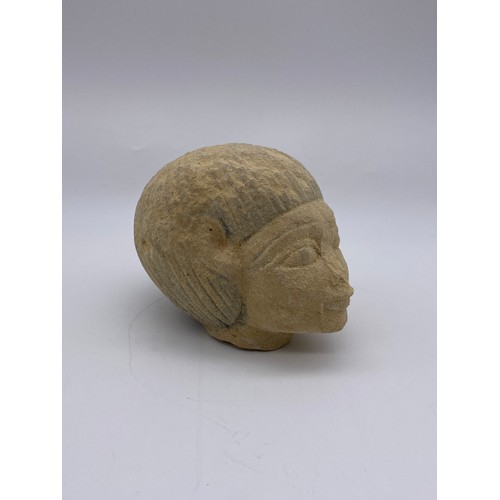 811 - EGYPTIAN STYLE SANDSTONE HEAD OF A BOY