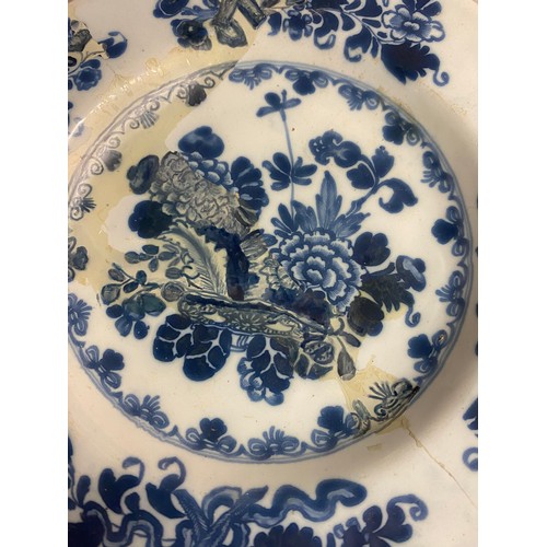 759 - THREE CHINESE DESIGN BLUE AND WHITE PLATES A/F