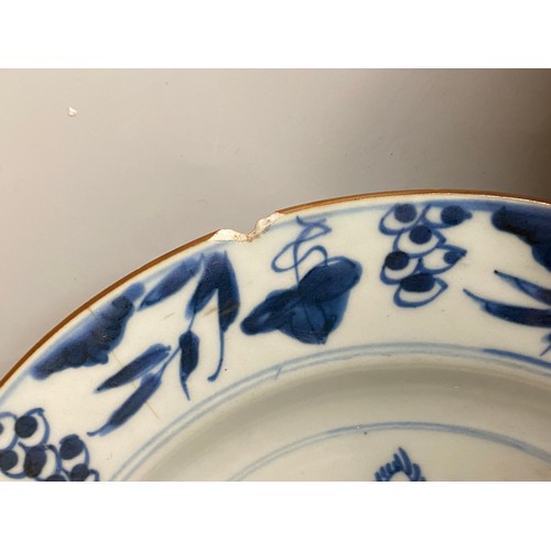 749 - SELECTION OF BLUE AND WHITE CHINESE DESIGN PLATES AND BOWL A/F