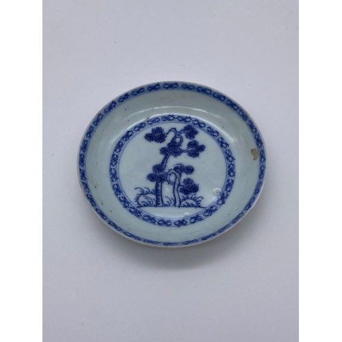 757 - TWO NAN KING CARGO CHINESE TEA BOWLS AND SAUCERS DECORATED WITH PINE TREES