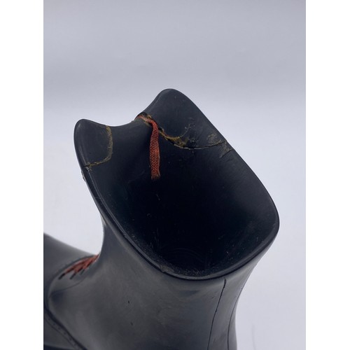 815 - MODEL PAIR OF VICTORIAN LADIES BOOTS MADE OF LINBY CANNEL COAL BY J. TURTON