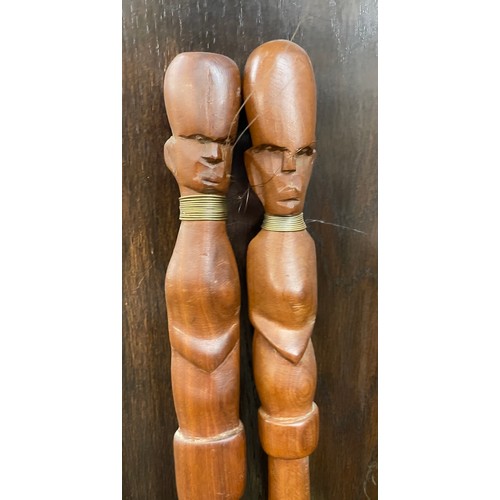 820 - PAIR OF 20TH CENTURY SOUVENIR CARVED SPEARS