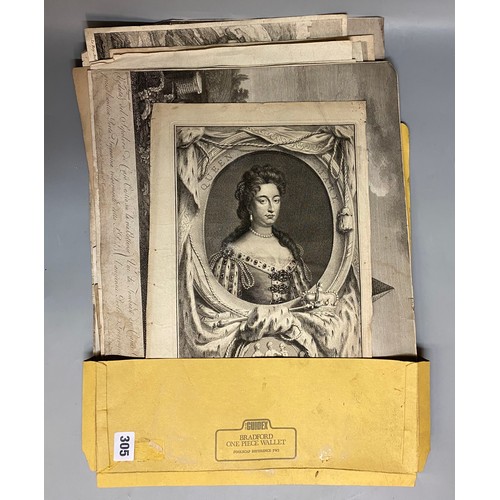 305 - BINDER OF ANTIQUARIAN ENGRAVINGS TOPOGRAPHICAL AND PORTRAITS